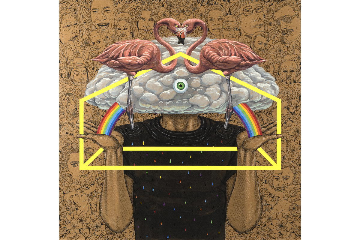 黃耀鋅　雷雲下的彩虹　75x75cm-複合媒材　2020